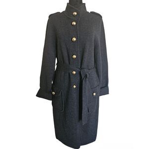 Banana Republic 100% Merino Extrafine Wool Gray Long Line Button-Down Cardigan L